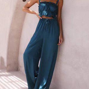 Fashion set of camisole & wide-leg pants