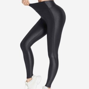High Waist Active Stretch Faux Leather Leggings