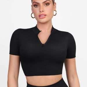 Pet Hair Resistant Short Sleeve Activewear Crop Top