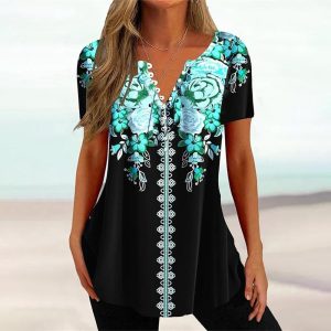 Special Short Sleeve Floral Print Top